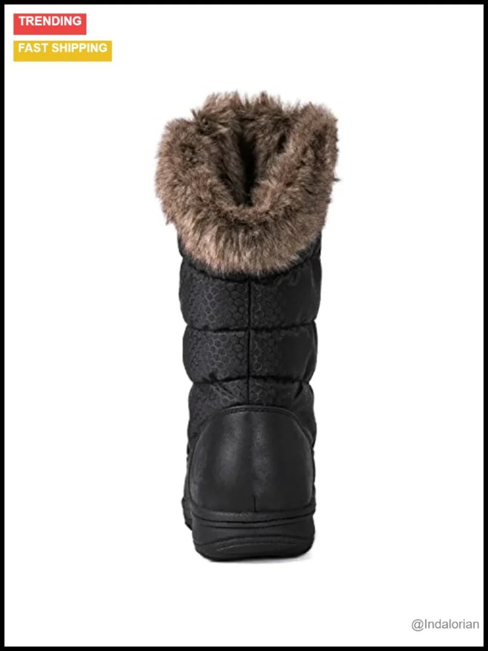 Women's Mid-Calf Snow Boots Waterproof Faux Leather with Fleece Lining Non-Slip